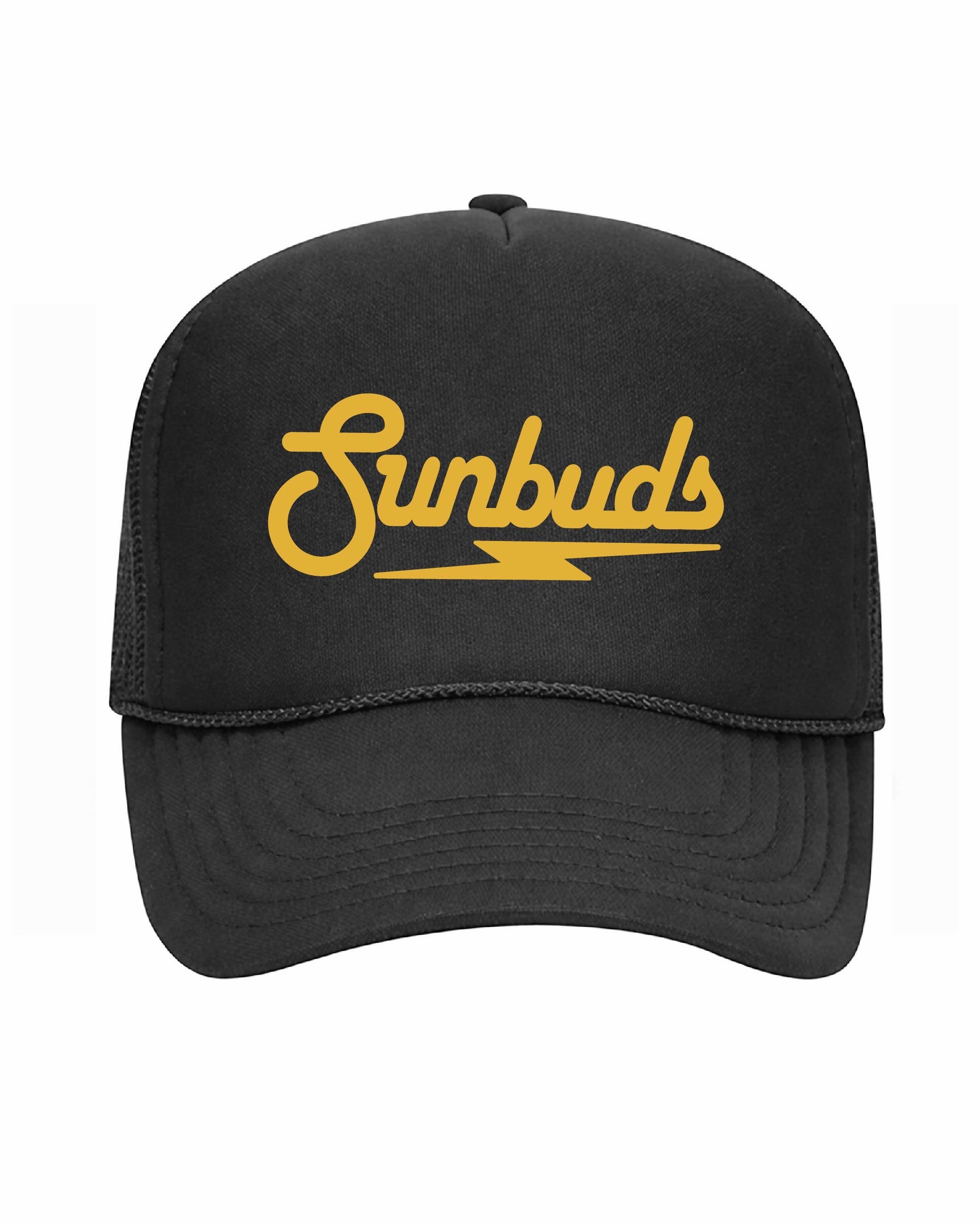 Black Trucker Mesh Back Cap – Yellow Sunbuds Logo